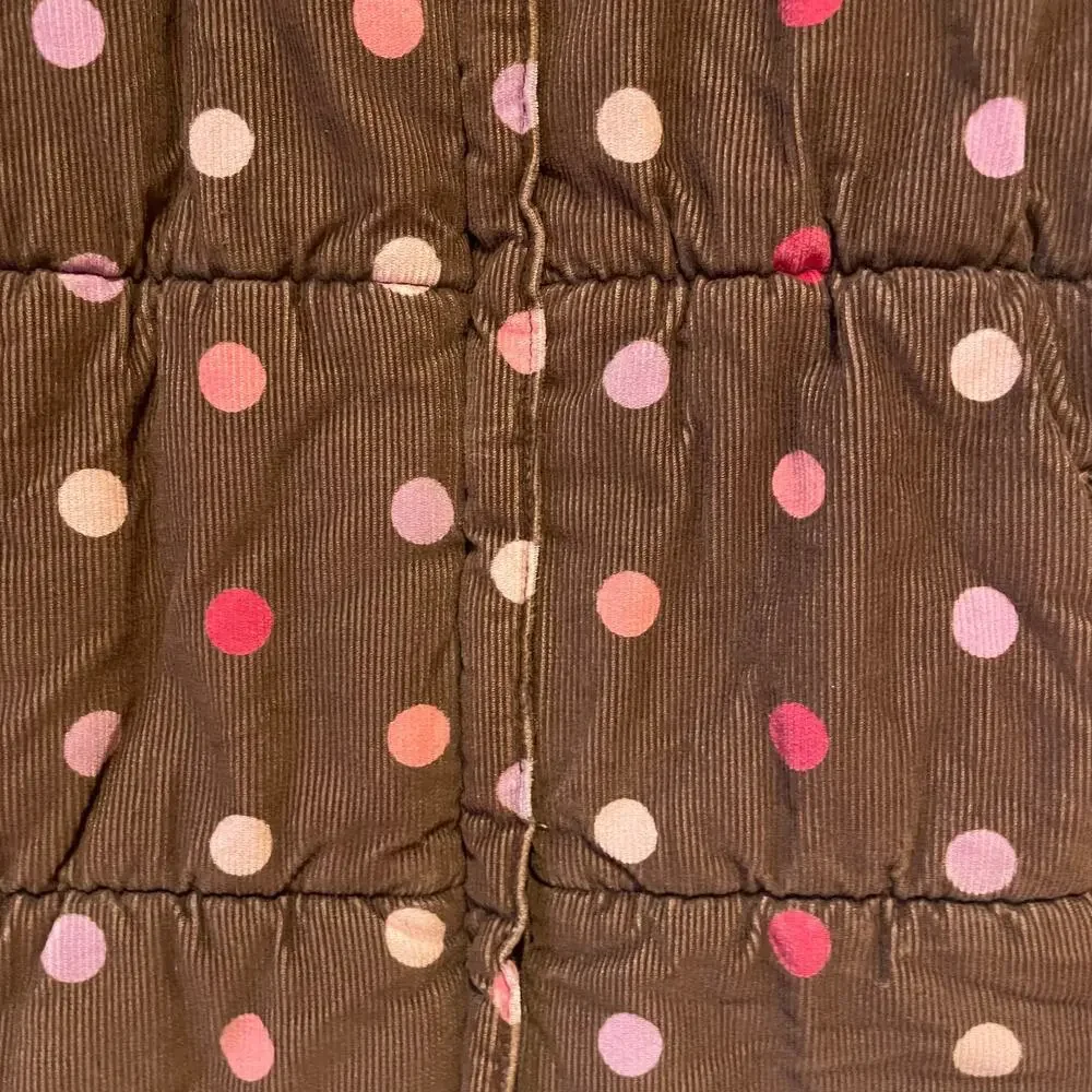 Carter's Girl's Brown Corduroy Vest With Pink Polka Dots Sz 4T